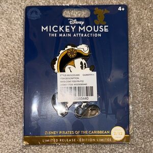 Disney Mickey Mouse Pirate Pin with Gold and Black